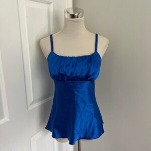 Y2K BLUE IZ BYER CALIFORNIA BUSTIER SATIN‎ TANK TOP